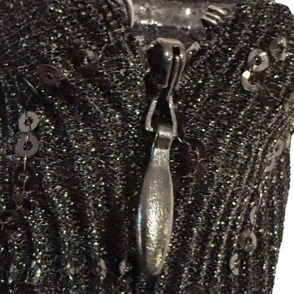 NEW Wid Fable full glitter & sequin flare leg jumpsuit convertable straps Small - Picture 6 of 8